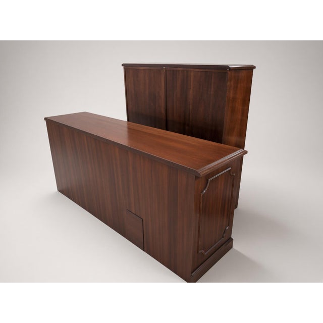 1970s Classic Mahogany Executive Library With Glass Doors on Credenza For Sale - Image 5 of 6