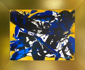 2025 "031-25" Abstract Expressionist Royal Blue & Yellow Painting by Mark Lewis