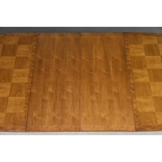 1960s Parque 68”-104” Walnut and Burl Oval Dining Table For Sale In Boston - Image 6 of 10