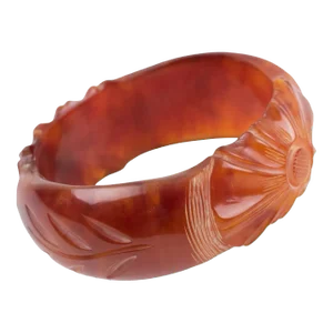 Bakelite Carved Bracelet Bangle Red Tea Marble