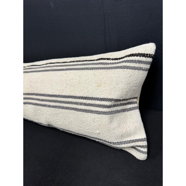 Turkish Hemp Pillow Cushion Natural Beige Gray Cushion Cover 12x46 For Sale - Image 4 of 4
