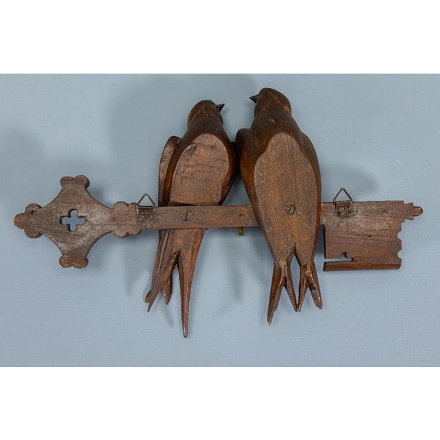 Antique Black Forest Carved Wood Wall Key Holder with Swallow Birds, ca. 1910s For Sale - Image 15 of 18