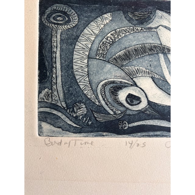 Mid-Century Modern Vintage Original Hand-Signed Annette Robyns Etching "Bird of Time" For Sale - Image 3 of 5
