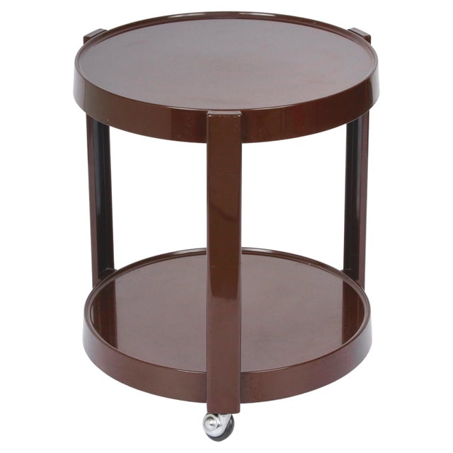 Mid-Century Italian Round Brown Plastic Bar Cart with Two Shelves, 1970s For Sale - Image 17 of 17