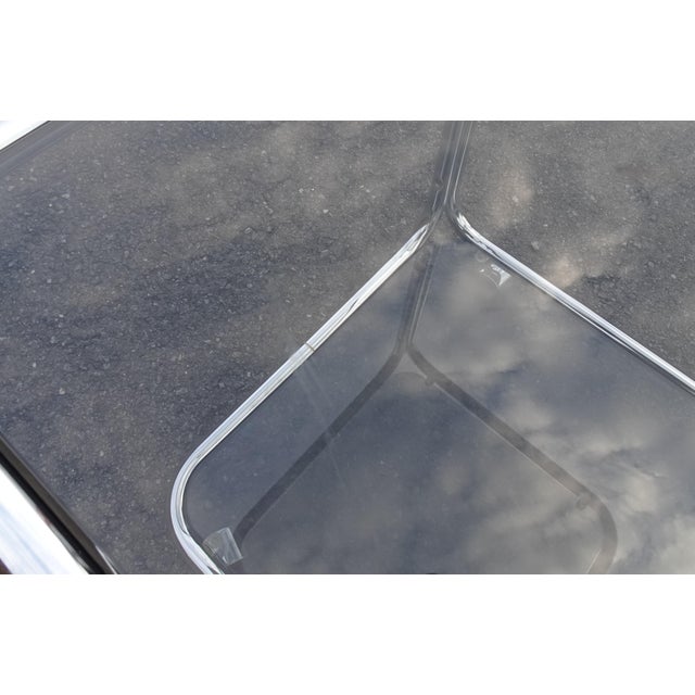 Brown Vintage Italian Chrome and Smoked Glass Rolling Side Table, 1970s For Sale - Image 8 of 15