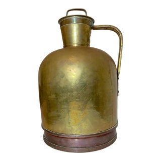 Large Heavy 19th Century Brass Copper Civil War Navy Water Milk Jug Metalware For Sale