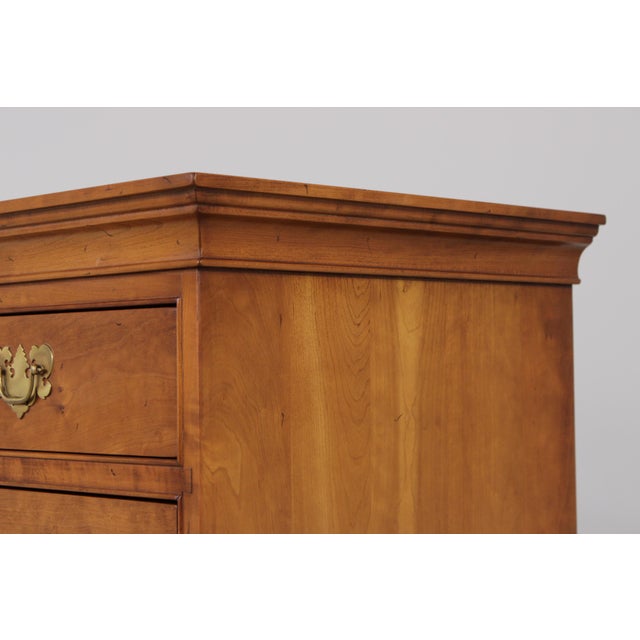 Stickley Cherry Queen Anne Flat Top Highboy Chest For Sale - Image 12 of 17
