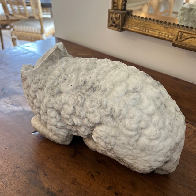 Neoclassical Antique Hand Carved Marble Sheep Sculpture For Sale - Image 3 of 6
