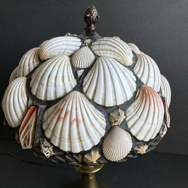 Late 20th Century Richard Hoosin Seashell Table Lamp Genuine Shell Shade Signed For Sale - Image 5 of 12