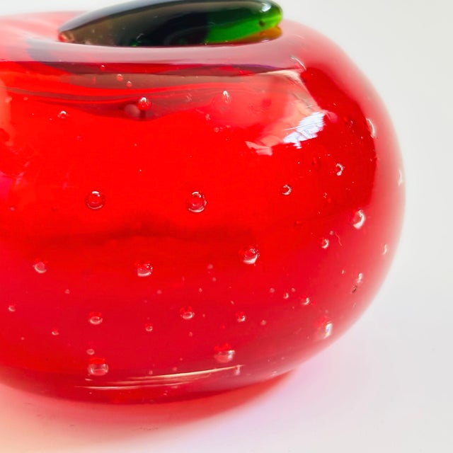 Late 20th Century Vintage Art Glass Apple For Sale - Image 5 of 6