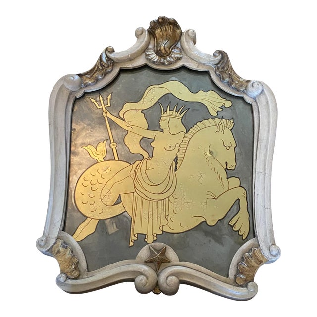 Early 20th Century Maison Jansen Verre églomisé French Style Mid Century Carved Gilt Mirror For Sale