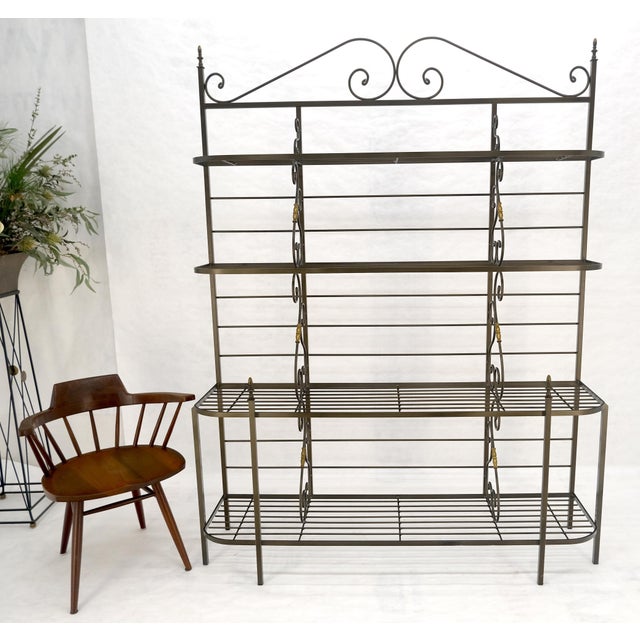Vintage Steel & Brass Baker's Rack MINT For Sale - Image 10 of 17