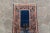 Traditional 1920s Antique Small Geometric Floral Denim Blue & Beige Accent Rug - 3’1” x 4’ For Sale - Image 3 of 10
