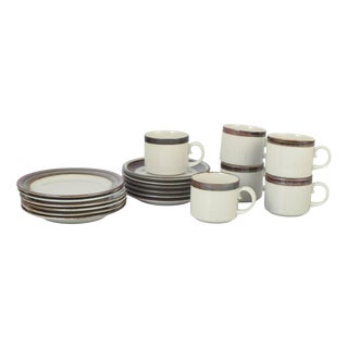 Vintage Tea Cups with Saucers and Six Cake Plates, 1970s, Set of 18 For Sale