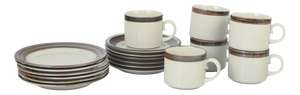 Vintage Tea Cups with Saucers and Six Cake Plates, 1970s, Set of 18