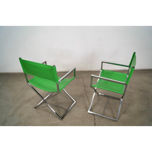 Chrome 1970’s Mid-Century Modern Chrome Director’s Chairs - A Pair For Sale - Image 8 of 12