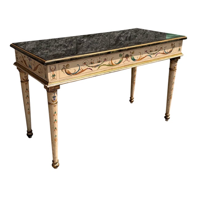 Vintage Venetian-Style Crème Peinte and Polychrome Console Table For Sale