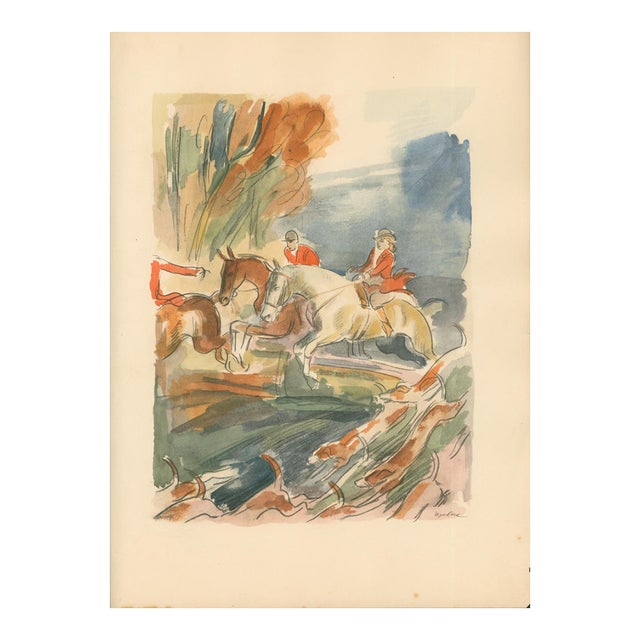 Milivoj Uzelac – Equestrian Jumping – Original Art Deco Pochoir Sporting Print, 1932 For Sale