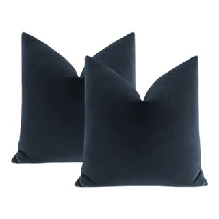 20" Prussian Designer Velvet Pillows - A Pair For Sale