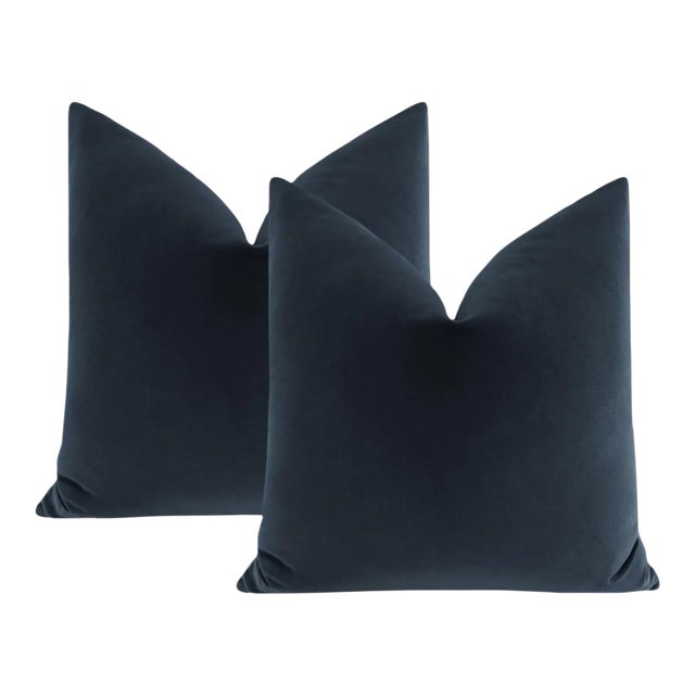 20" Prussian Designer Velvet Pillows - A Pair For Sale