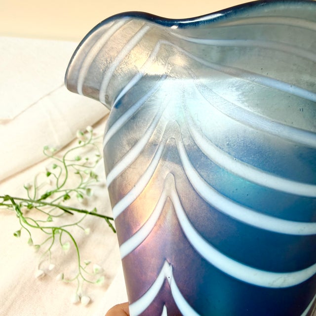 Blue Vintage Mermaid Swirl Vase in Glass, 1970s For Sale - Image 8 of 18
