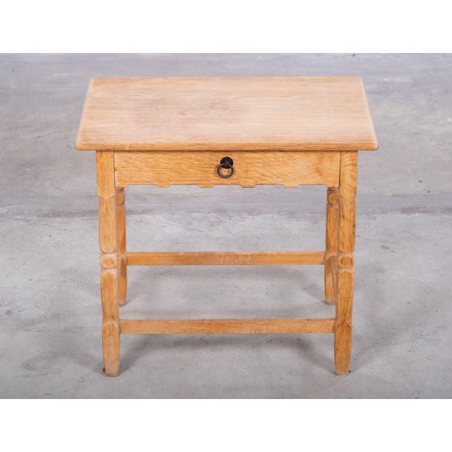 Brutalist Danish Brutalist Oak Bedside Table by Henning Kjærnulf, 1960 For Sale - Image 3 of 13