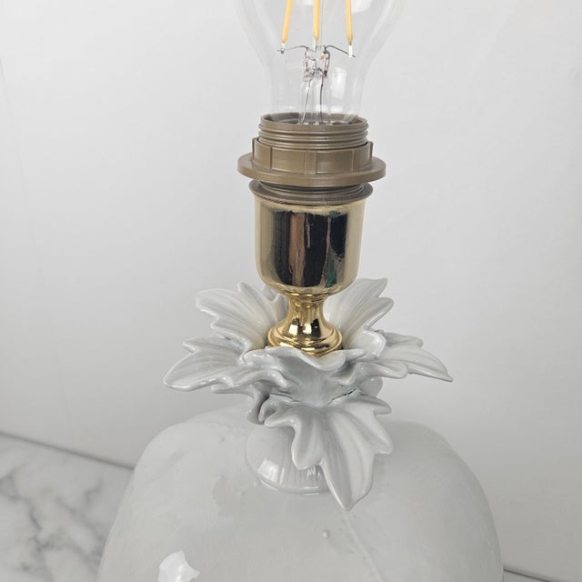 Metal Italian Sculptural Ceramic Table Lamp on Gilt Base, 1970s For Sale - Image 7 of 11