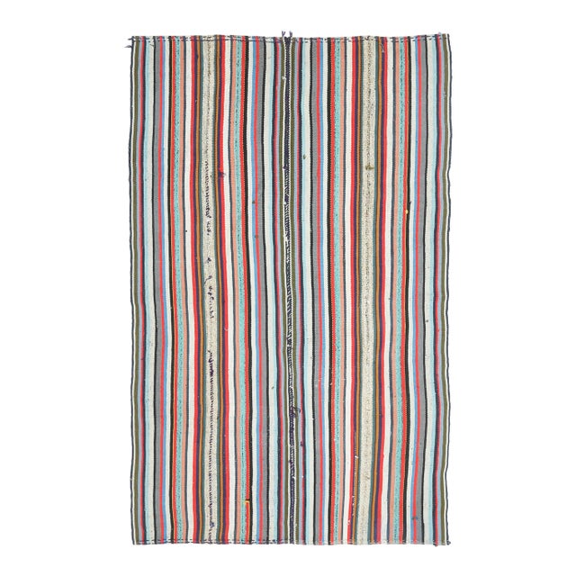 Vintage Turkish Oushak Handmade Wool Cotton Pink Kilim Area Rug For Sale