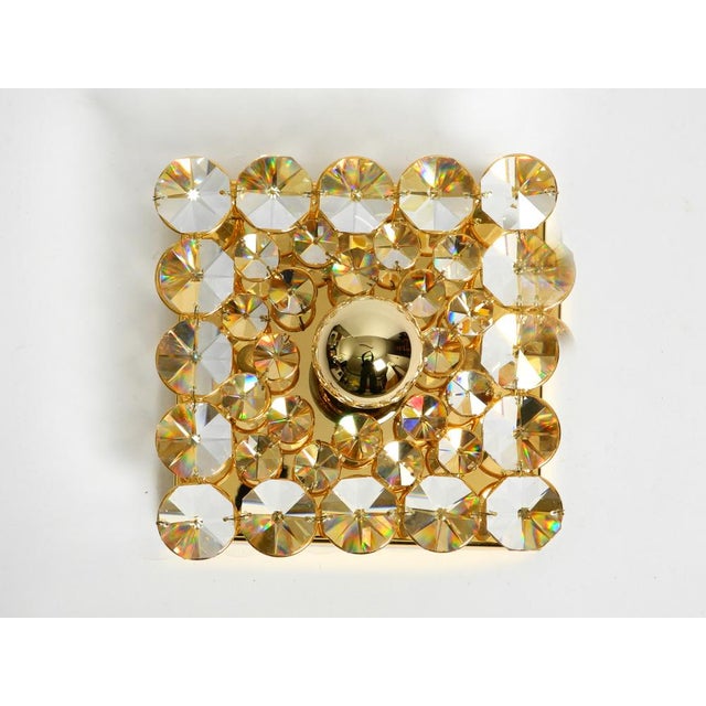 Small Palwa Brass Ceiling Lamp with Faceted Crystal Stones, 1970s For Sale - Image 14 of 14