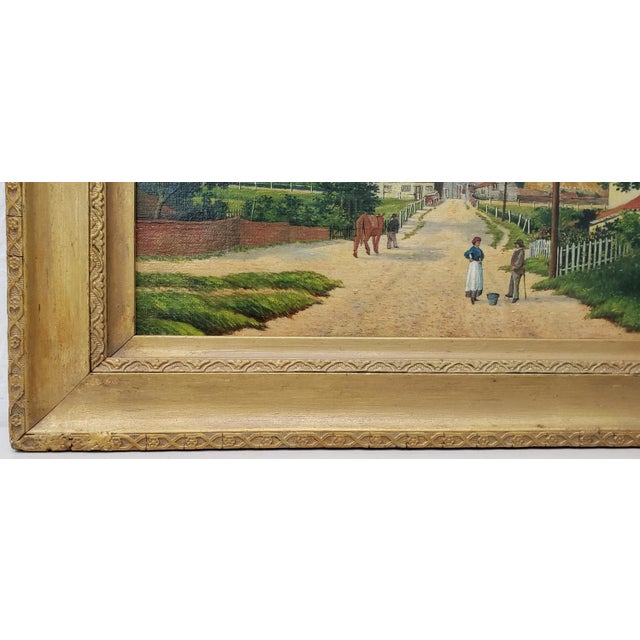 Figurative Early 20th Century "Country Road Landscape W/ Figures" Oil Painting by H. Mallett For Sale - Image 3 of 9