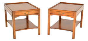 Vintage Georgian Style Side Tables in Yew Wood, 1950, Set of 2