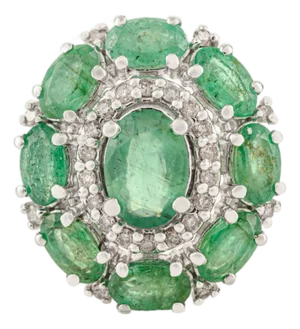 Vintage Oval Emerald & 0.32 CTW Diamond Statement Pendant in 925 Silver by Carat&her