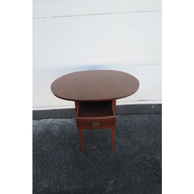 Drop Leaf Mahogany Inlay Nightstand Side End Table 5875 For Sale - Image 12 of 12