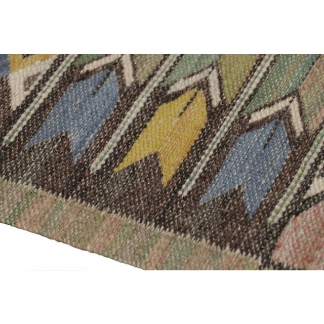 Mid-Century Modern Signed Antique Marta Maas Swedish Textile, Scandinavian Geometric - Rug & Kilim For Sale - Image 3 of 7