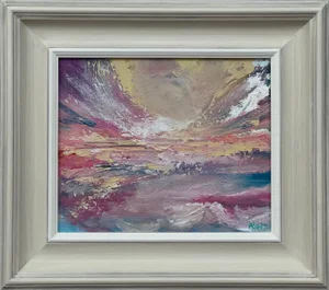 Radiant Dawn - Vibrant Abstract Sea Landscape Painting - Unique Original Art by British Contemporary Artist, 2024