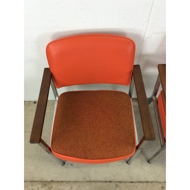 Mid Century Modern Office Chairs With Orange Vinyl Upholstery - a Pair For Sale - Image 11 of 12