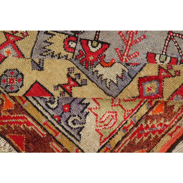 Colorful Antique Turkish Small Oushak Carpet in Multi Layered Design For Sale - Image 10 of 14
