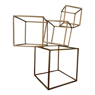 3d Large Brass Geometric Object Sculpture Mid Century Modern For Sale