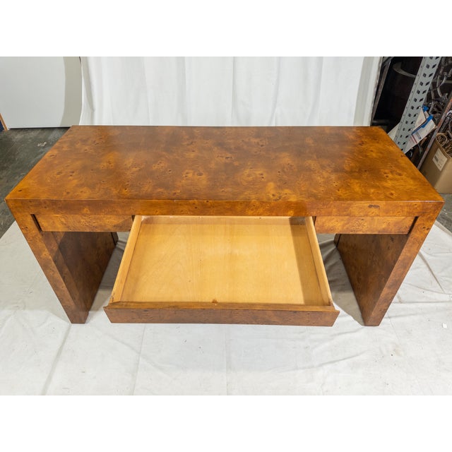 Mid-Century Vintage Parson Style Burlwood Desk | Chairish