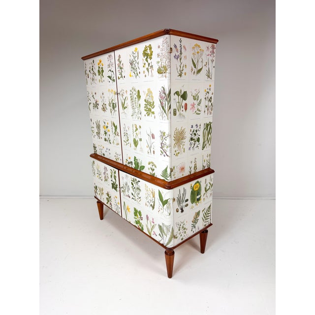 Mid-Century Modern 1950’s Swedish Cabinet With Nordens Flora Illustrations For Sale - Image 3 of 10