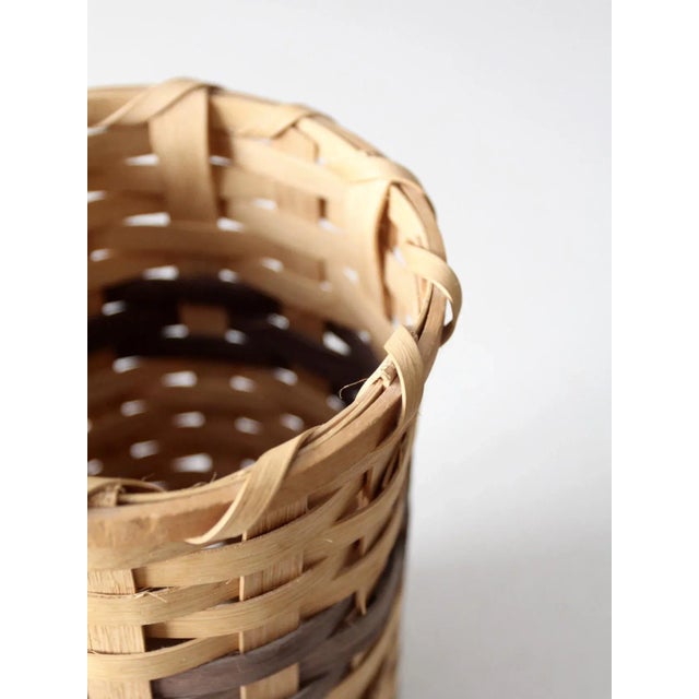 Wood Vintage Hand-Woven Basket For Sale - Image 7 of 11