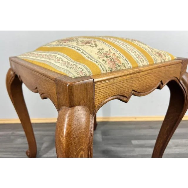 Vintage French Louis Style Oak Ottoman For Sale - Image 4 of 10