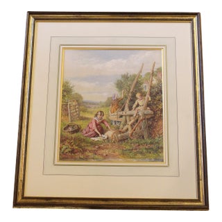 1872 Watercolor Painting "Summertime" by William Lucas For Sale