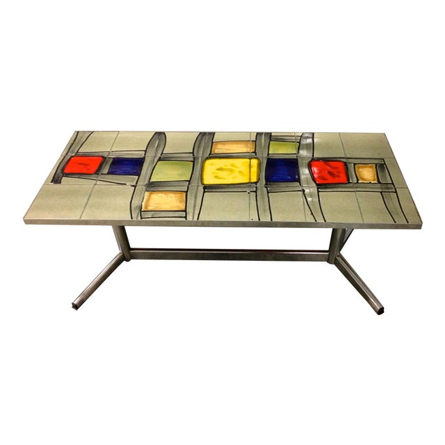 Abstract Painted Tile Coffee Table Chairish