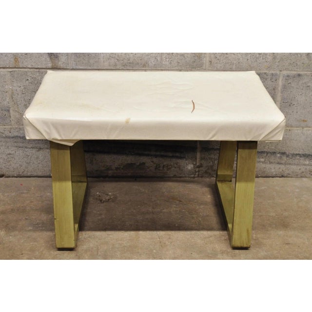 Vintage Mid Century Modern Green Painted Art Deco Vanity Bench Stool Ottoman For Sale - Image 9 of 9