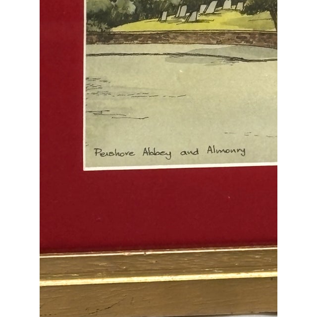 Mid 20th Century Vintage Framed Signed English Village Scene Pershore Abbey and Almonry For Sale - Image 5 of 7