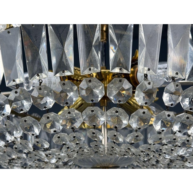 Neoclassical, Basket Pendant Light, Bronze, Crystal, France, 20th C. For Sale - Image 11 of 17