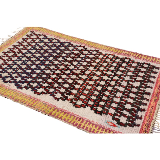 Rug & Kilim Vintage Moroccan Rug in Red and Cream With Geometric Patterns - Rug & Kilim For Sale - Image 4 of 8