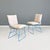 Beautiful pair of Sof Sof model chairs made of light blue metal rod, with upholstered seat and chair back covered with...