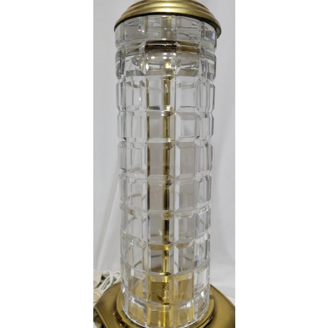Brass 1960s Regency Signed Dresden Crystal and Brass Table Lamps - a Pair For Sale - Image 8 of 12